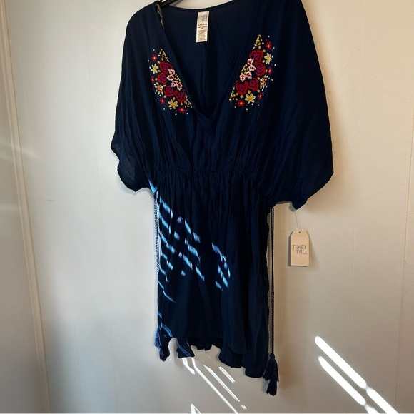 Time and Tru Blue Embellished bathing suit cover-up missy size 16-18 - Picture 2 of 9